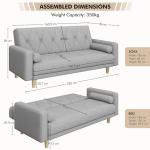 Yaheetech Light Grey Convertible Sofa Bed with Pillows