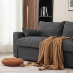 Dark Grey Upholstered Loveseat with Storage