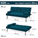 Yaheetech Aqua Blue Convertible Sofa Bed