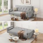 Yaheetech Light Grey Convertible Sofa Bed with Pillows