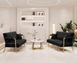 Modern Velvet Loveseat with Gold Accents - Black