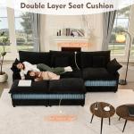 Litbird U-Shaped 3-Seater Sectional Sofa, Black