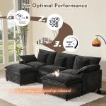 Litbird U-Shaped 3-Seater Sectional Sofa, Black