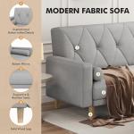 Yaheetech Light Grey Convertible Sofa Bed with Pillows