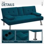 Yaheetech Aqua Blue Convertible Sofa Bed
