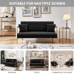 Modern Velvet Loveseat with Gold Accents - Black