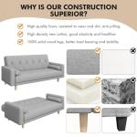 Yaheetech Light Grey Convertible Sofa Bed with Pillows