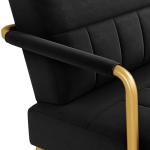 Modern Velvet Loveseat with Gold Accents - Black
