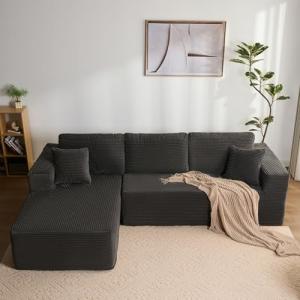 Litbird L-Shaped Modular Sofa with Chaise, Grey