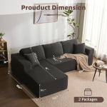 Litbird L-Shaped Modular Sofa with Chaise, Grey