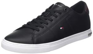 Tommy Hilfiger Men’s Essential Leather Detail Vulcanised Trainers, Black (Black), 8