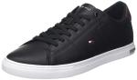Tommy Hilfiger Men’s Essential Leather Detail Vulcanised Trainers, Black (Black), 8