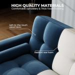 Blue Velvet 3-Seater Sofa Bed with Wooden Legs