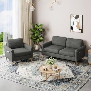 Vesgantti Grey Loveseat Sofa Set with Storage