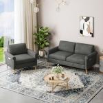 Vesgantti Grey Loveseat Sofa Set with Storage