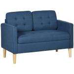 HOMCOM Compact Blue Tufted 2 Seater Sofa