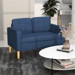 HOMCOM Compact Blue Tufted 2 Seater Sofa