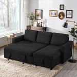 Yaheetech Black L-Shaped Convertible Sofa Bed