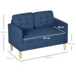 HOMCOM Compact Blue Tufted 2 Seater Sofa