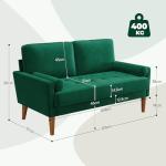 Green Velvet 2-Seater Sofa with Spring Cushions