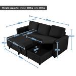 Yaheetech Black L-Shaped Convertible Sofa Bed