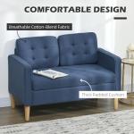 HOMCOM Compact Blue Tufted 2 Seater Sofa
