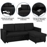 Yaheetech Black L-Shaped Convertible Sofa Bed