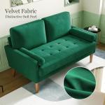Green Velvet 2-Seater Sofa with Spring Cushions