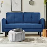 Cozy Blue 2-Seater Faux Lambswool Sofa