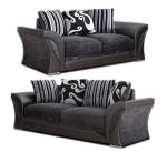 Black & Grey 3+2 Seater Sofa Set