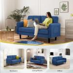 Cozy Blue 2-Seater Faux Lambswool Sofa