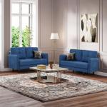 Cozy Blue 2-Seater Faux Lambswool Sofa