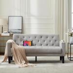 Mid-Century 2-Seat Sofa Bed with USB & Cupholders