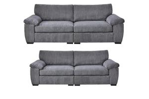 Jumbo Cord 3 & 2 Seater Sofa Set - Grey