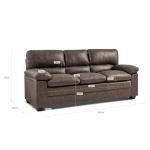Dark Brown 3-Seater Faux Leather Sofa
