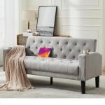Mid-Century 2-Seat Sofa Bed with USB & Cupholders