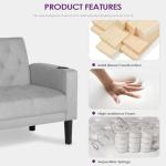 Mid-Century 2-Seat Sofa Bed with USB & Cupholders