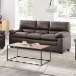 Dark Brown 3-Seater Faux Leather Sofa