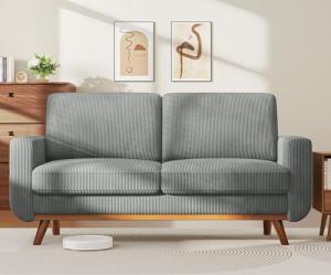 Cozy Dark Grey Corduroy Loveseat Sofa
