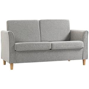Compact 2-Seater Linen Loveseat Sofa in Grey