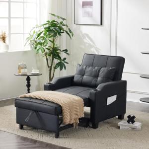 3-in-1 Convertible Sofa Bed with USB and Cup Holders