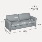 Modern 3-Seater Gray Fabric Sofa Couch
