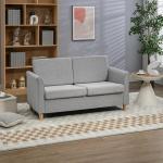 Compact 2-Seater Linen Loveseat Sofa in Grey