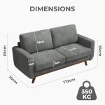 Cozy Dark Grey Corduroy Loveseat Sofa