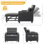 3-in-1 Convertible Sofa Bed with USB and Cup Holders