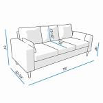 Stylish Grey Linen 3 Seater Sofa with Wood Legs