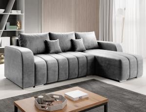 Grey Corner Sofa Bed with Storage Function