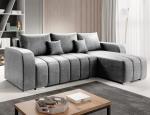 Grey Corner Sofa Bed with Storage Function