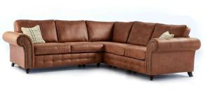 Oakland Brown Suede Leather Corner Sofa