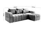 Grey Corner Sofa Bed with Storage Function